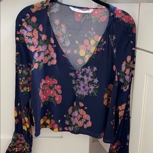 Zara Floral Cropped Blouse